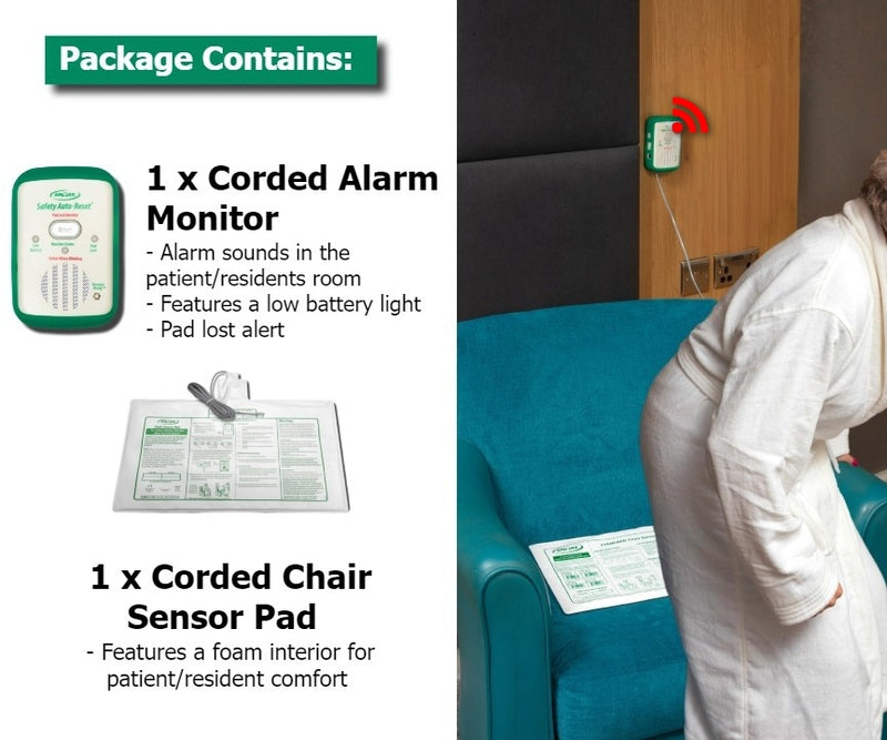 CHAIR SENSOR PAD WITH ALARM (Complete Package) So you know when they are getting up from their chair! ALARM IS IN THE ROOM WITH THE PATIENT