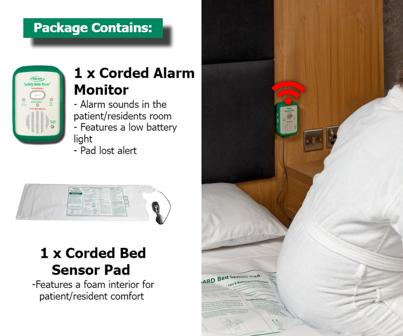 BED ALARM & BED SENSOR PAD.  Alarm Is In Room With Patient - Free shipping - Complete Package!