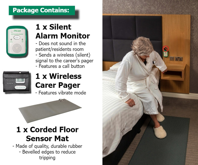 Floor Mat with Carer Pager (With VIBRATE option) - Have NO alarm noise in the room with the patient!