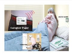 Bed and Chair Exit Alarm and Carer Pager (WITH VIBRATING OPTION) - NO ALARM IN PATIENTS ROOM!