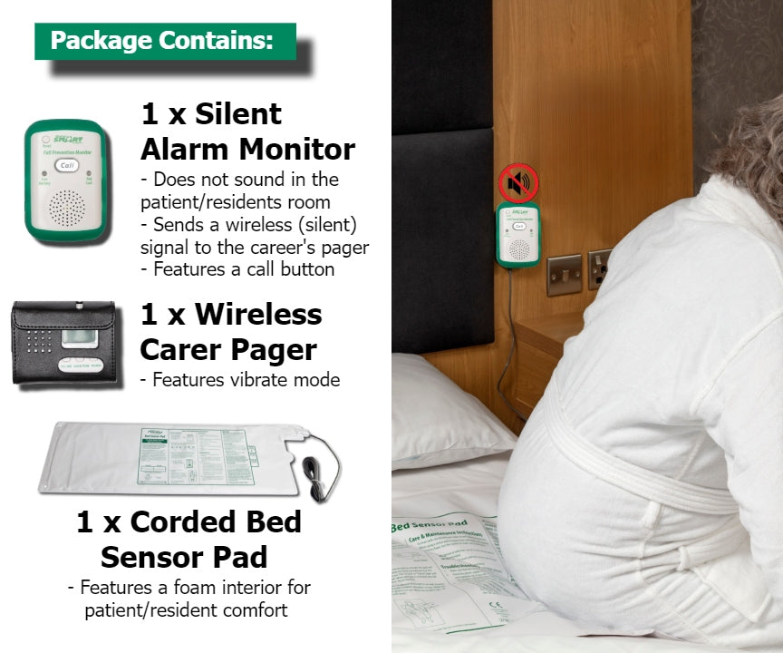 Bed Exit Alarm with Career Pager. (No noise in patients room) | Austin Medical - Products to help reduce elderly falls from bed or chair! Bed Exit Alarm with Career Pager. (No noise in patients room) | Austin Medical - Products to help reduce elderly falls from bed or chair!