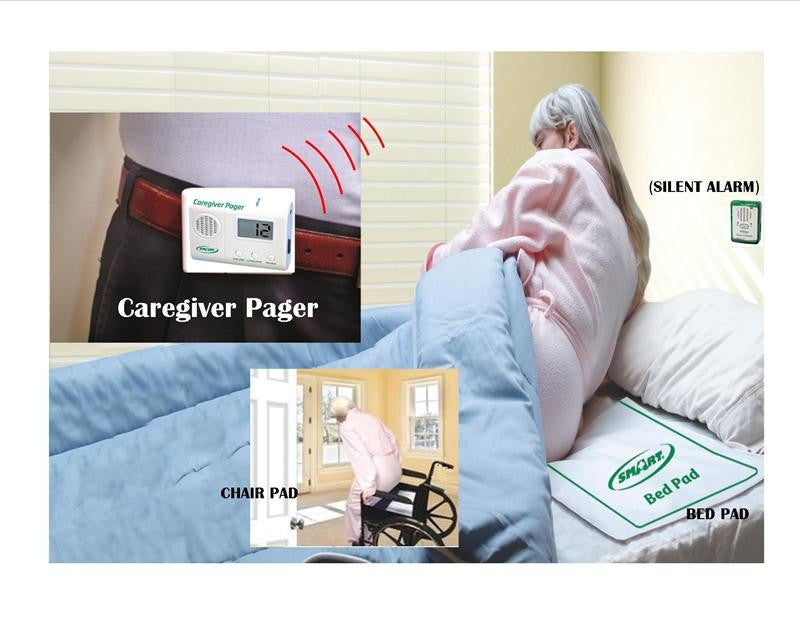 BED AND CHAIR EXIT ALARM WITH CARER PAGER (VIBRATING OPTION) (no alarm in patient's room)